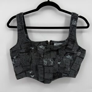 Reformation Newspaper Print Corset Crop Top – Size 6